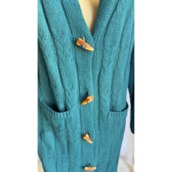 NWT Pink Rose Long Cable Knit Button-Front Duster Cardigan Dress Coatigan | S - Picture 5 of 6